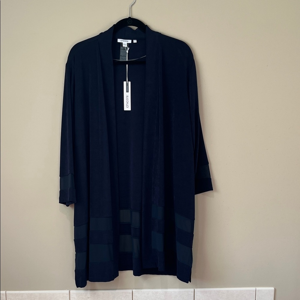 Chico's India Ink (Navy) Open Front Cardigan